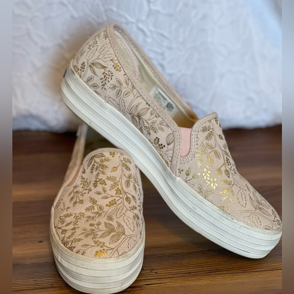 Keds x Rifle Paper Co triple decker slip-ons
